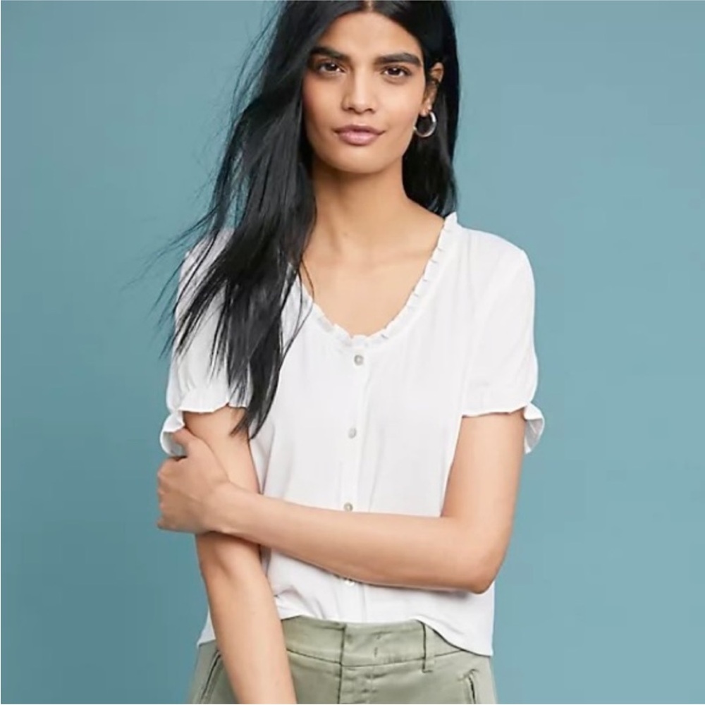 Dolan Left Coast Anthropologie Sydney White Ruffled Tee